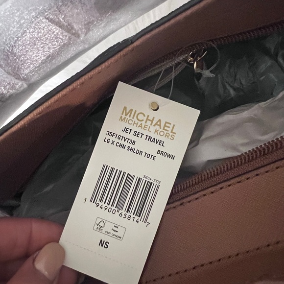 Michael Michael Kors jet Set Large Saffiano Leather Shoulder Bag Brown - Picture 7 of 7